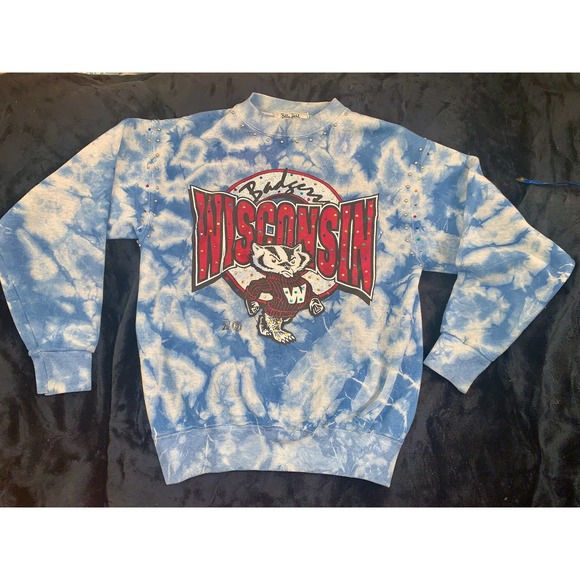 90’s BELLA DAHL BEDAZZLED COLLEGE LOGO WISCONSIN BADGERS SWEATSHIRT - Picture 7 of 9